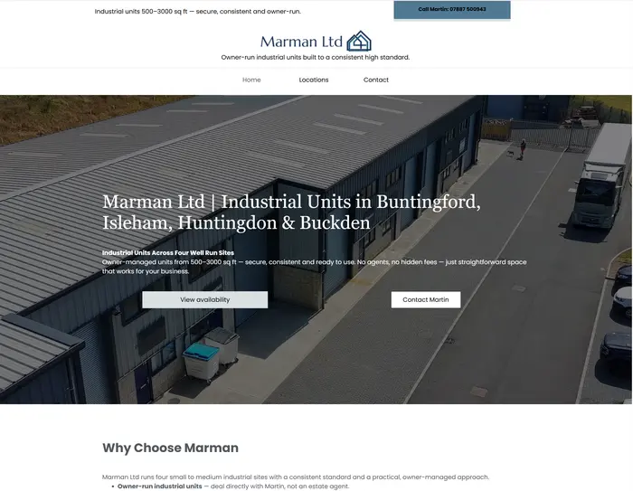Marman Website - Advertising Warehouses for local companies Marman Website - Advertising Warehouses for local companies - created by JL Web Design