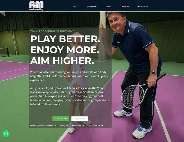 Southend Tennis Coach - Personal Tennis Coach Site Southend Tennis Coach - Personal Tennis Coach Site - created by JL Web Design